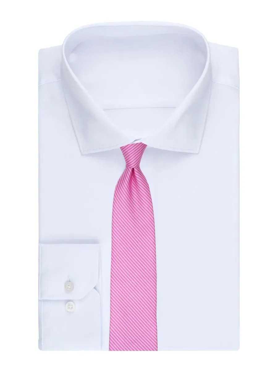 Галстук классический в полоску Galveston Striped Silk Tie Club Room — изображение 3 из 3, розовый