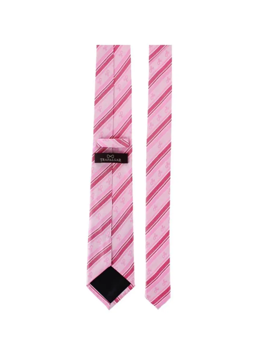 Галстук шелковый с принтом Breast Cancer Awareness Silk Necktie TRAFALGAR — изображение 4 из 4, розовый