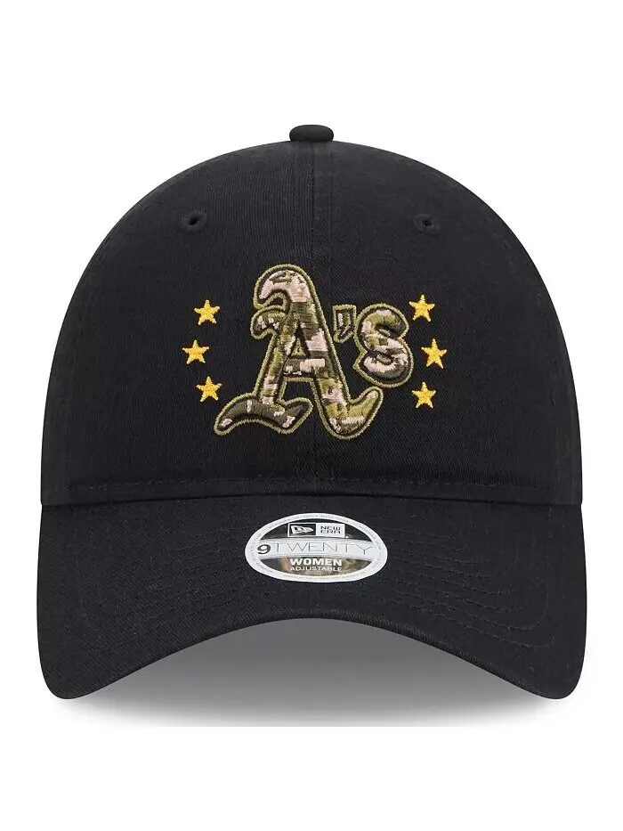 Женская черная регулируемая кепка Oakland Athletics 2024 – День вооруженных сил 9TWENTY New Era — изображение 3 из 4, черный
