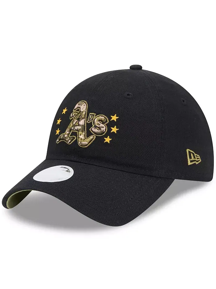 Женская регулируемая кепка Oakland Athletics 2024-Armed Forces Day 9TWENTY черного цвета New Era — изображение 2 из 4