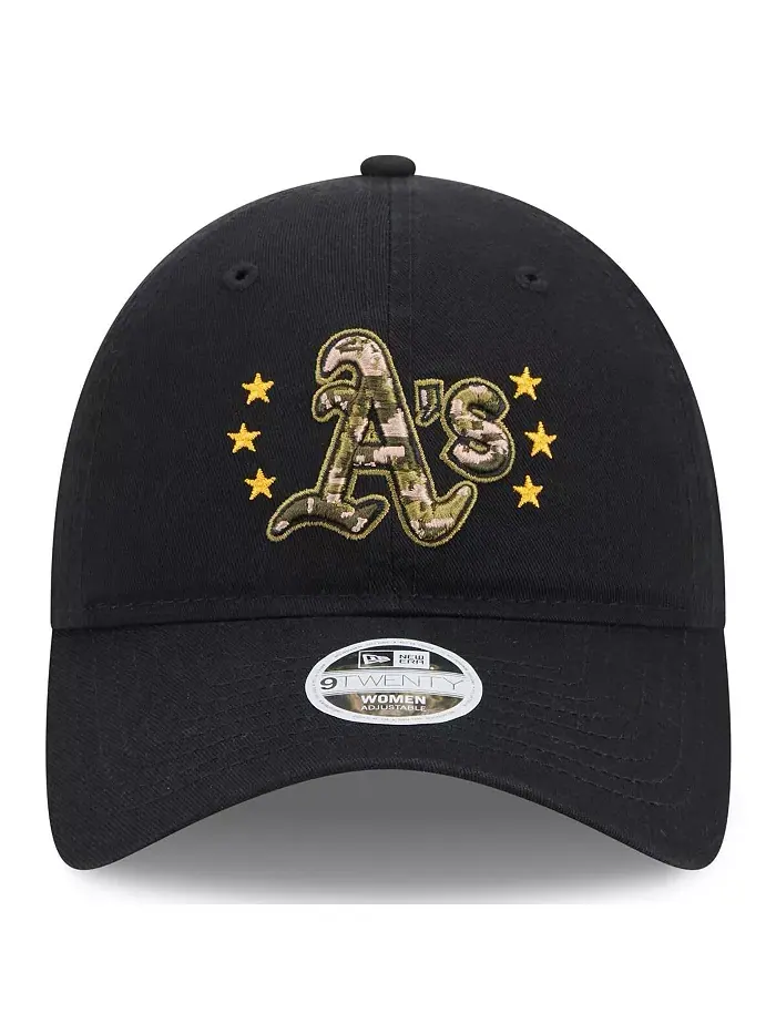 Женская регулируемая кепка Oakland Athletics 2024-Armed Forces Day 9TWENTY черного цвета New Era — изображение 3 из 4