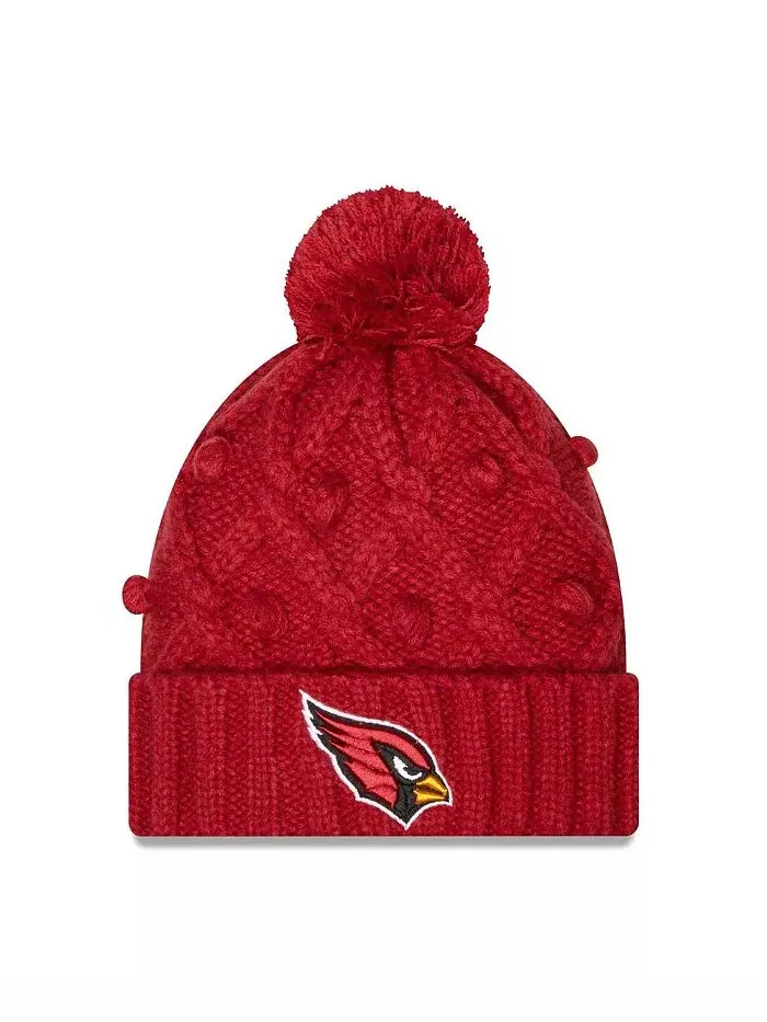 Женская вязаная шапка Cardinal Arizona Cardinals Toasty Cuffed Knit с помпоном New Era