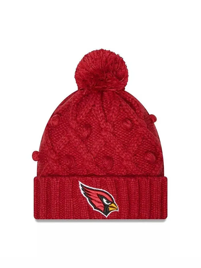 Женская вязаная шапка Cardinal Arizona Cardinals Toasty с манжетами и помпоном New Era — изображение 1 из 2, красный
