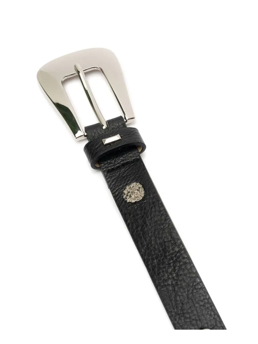 Кожаный ремень с принтом, модель Skinny Studded Pant Belt Vince Camuto — изображение 2 из 4, черный/серебристый