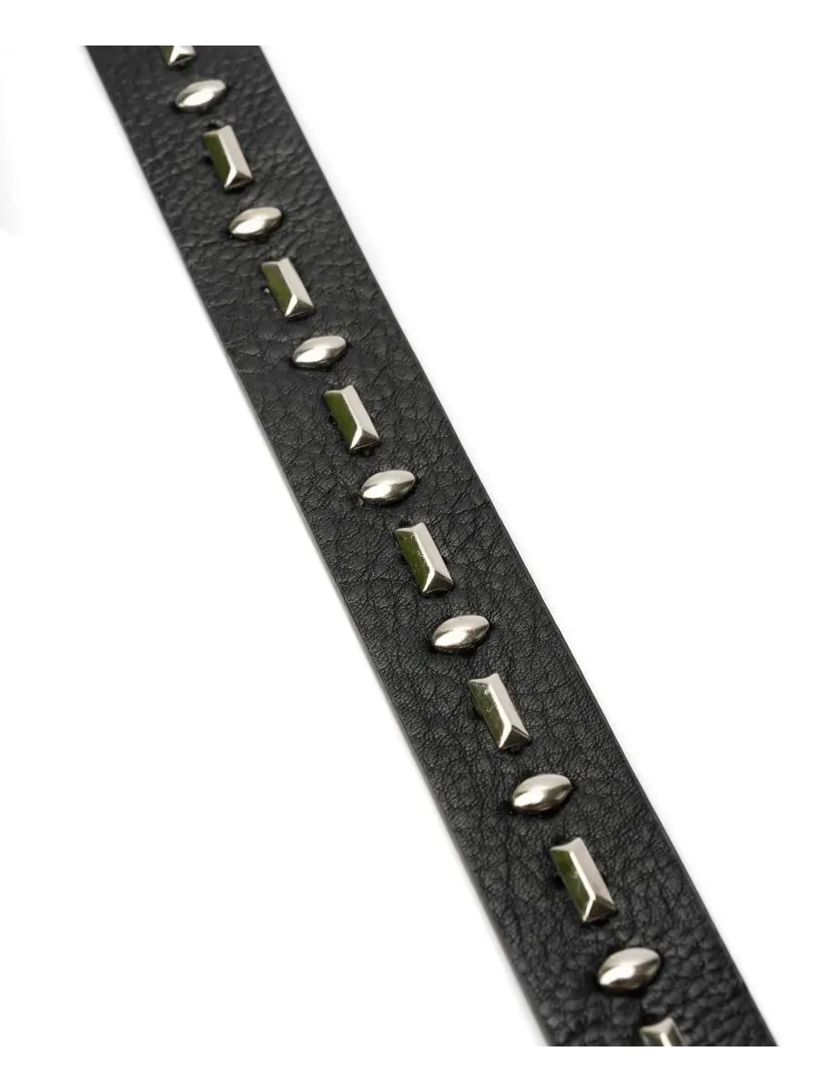 Кожаный ремень с принтом, модель Skinny Studded Pant Belt Vince Camuto — изображение 3 из 4, черный/серебристый