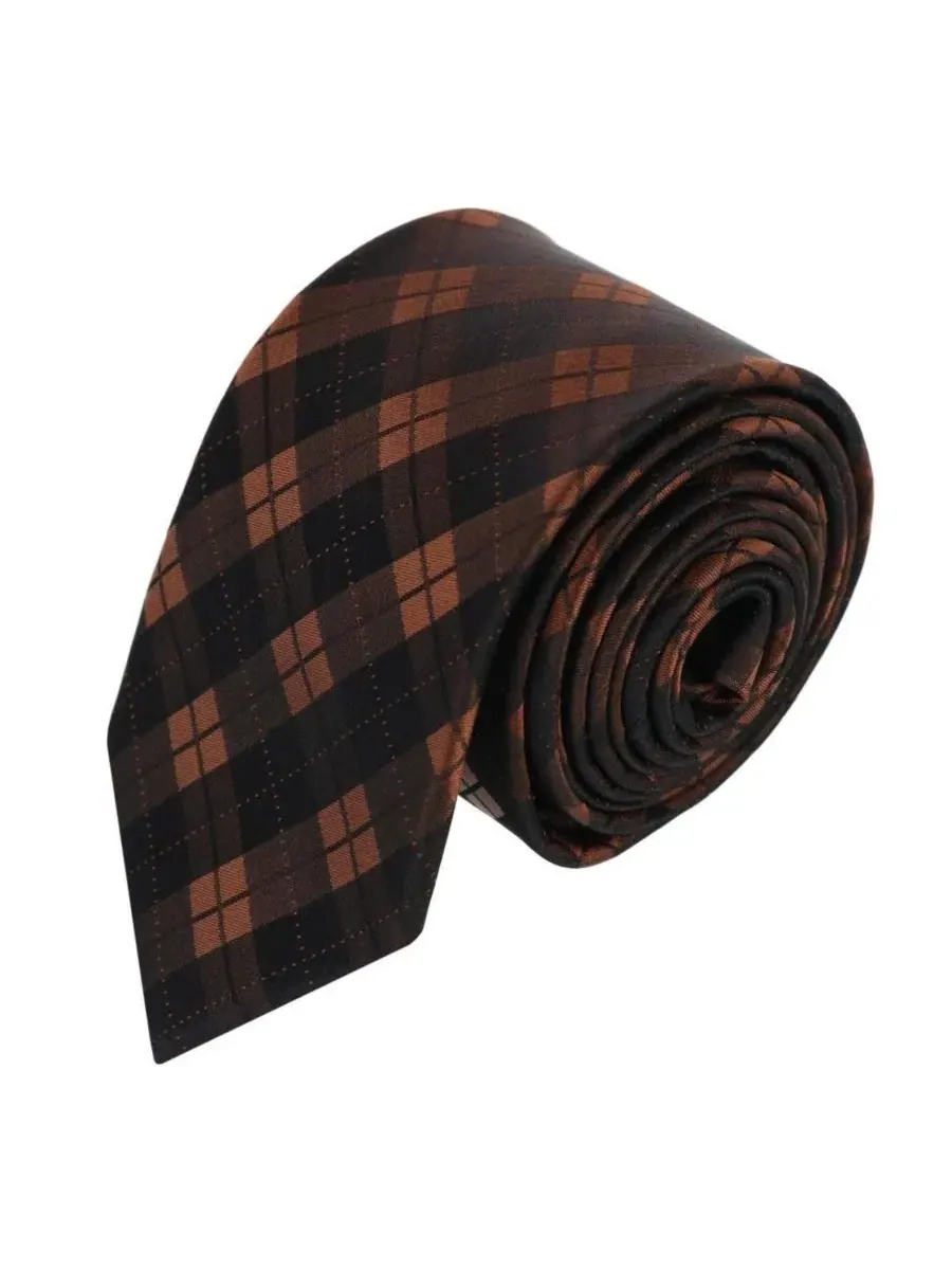 Галстук Digby Checkered Plaid Silk из шелка, Trafalgar — изображение 1 из 3, коричневый