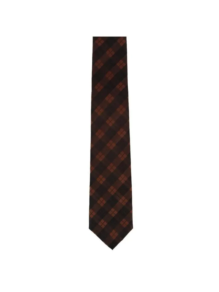 Галстук Digby Checkered Plaid Silk из шелка, Trafalgar — изображение 2 из 3, коричневый