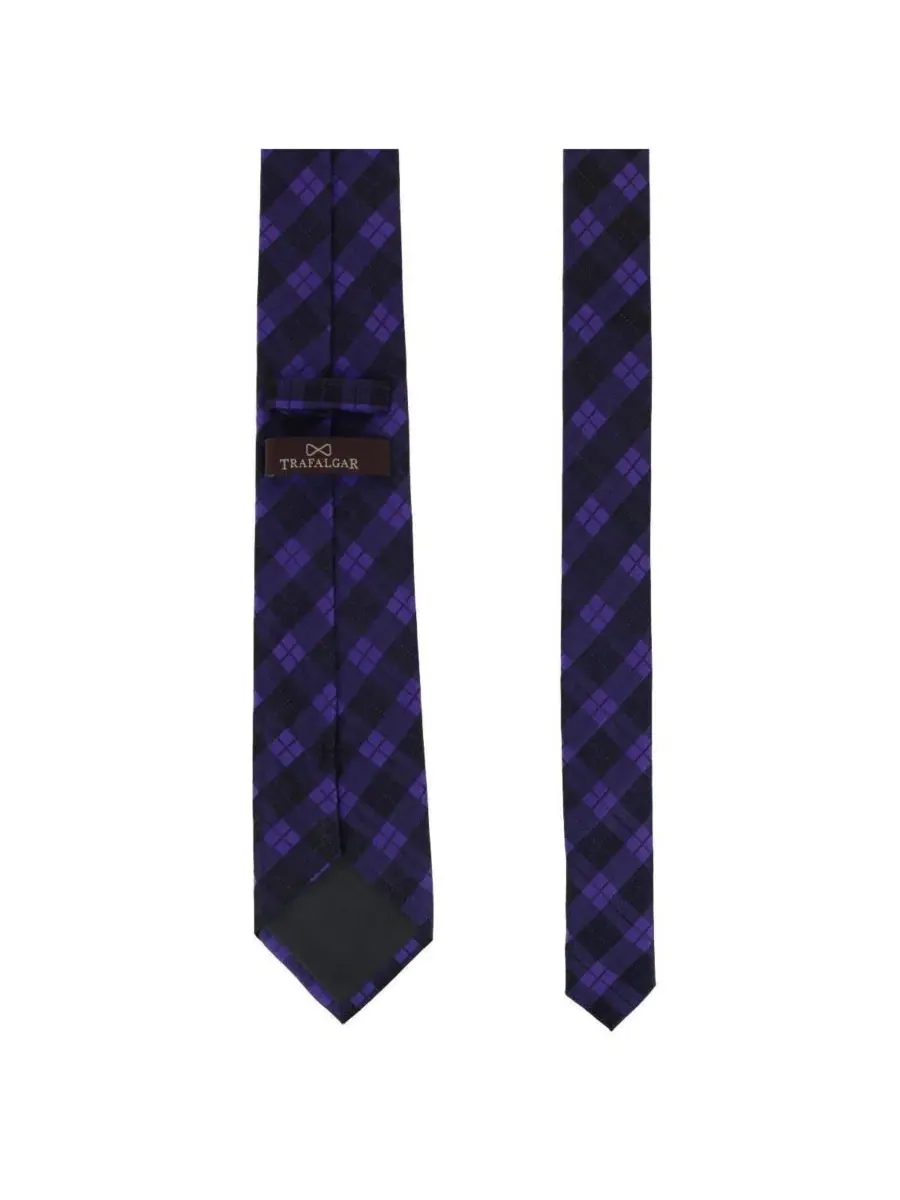 Галстук с узором в клетку Digby Checkered Plaid, Trafalgar — изображение 3 из 3, фиолетовый