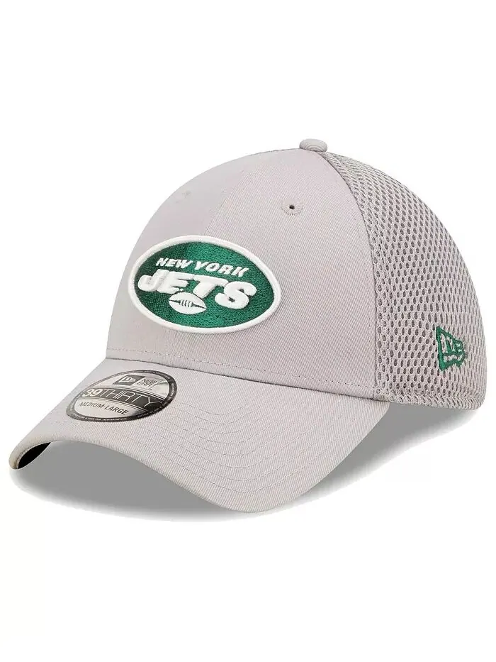 Мужская серая бейсболка New York Jets Team Neo 39Thirty Flex New Era