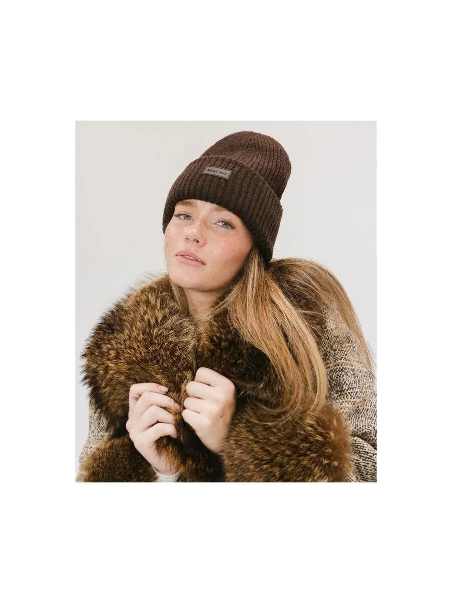 Вязаная шапка Gigi из мериносовой шерсти для максимального тепла и комфорта Gigi Pip — изображение 2 из 4, коричневый
