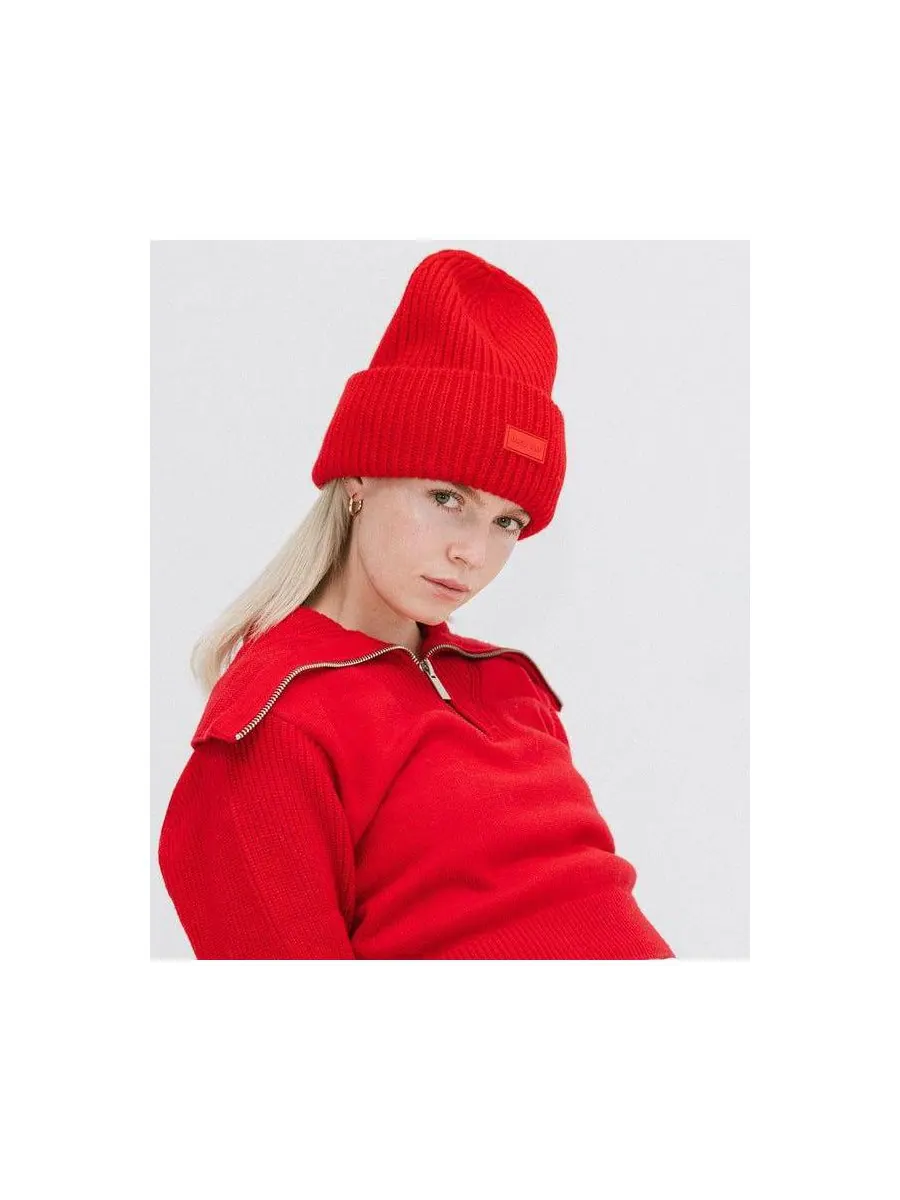 Вязаная шапка Gigi из мериносовой шерсти для максимального тепла и комфорта Gigi Pip — изображение 3 из 4, красный