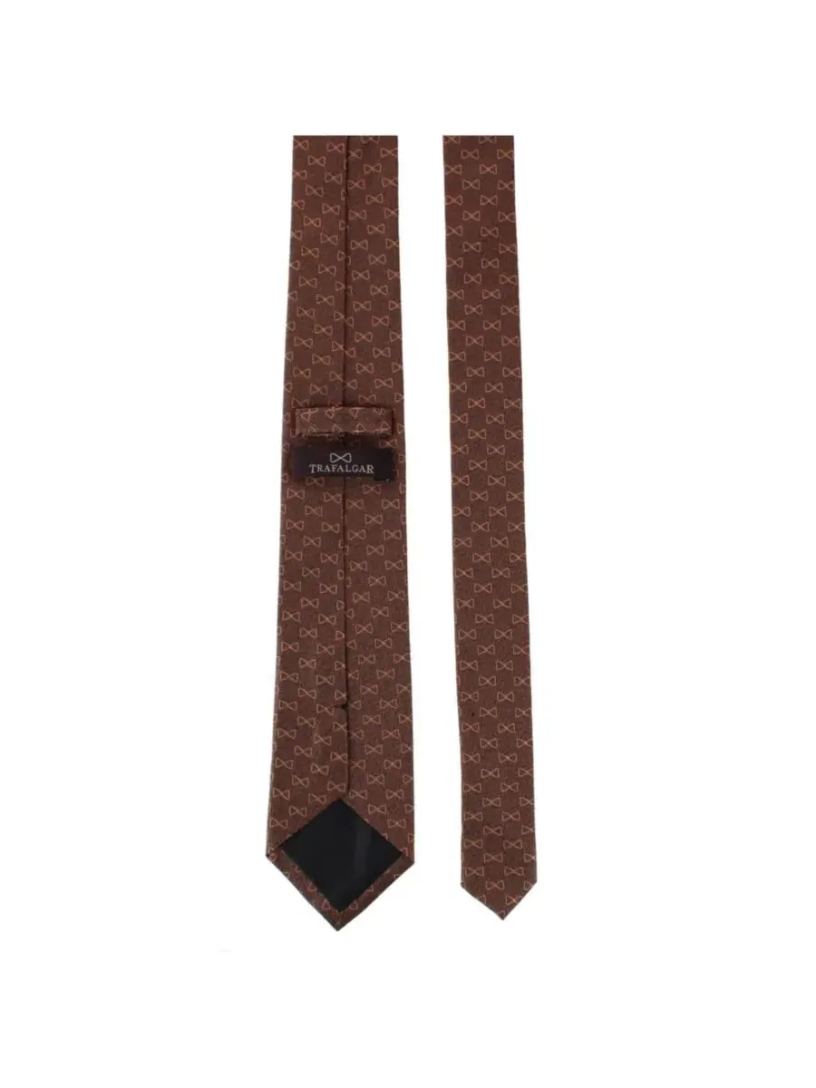 Шелковый галстук с фирменным узором Trafalgar Signature Logo — изображение 3 из 4, коричневый