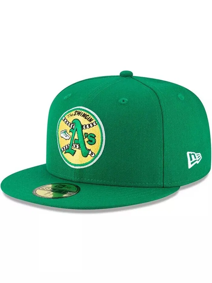 Мужская зеленая приталенная шляпа Oakland Athletics Cooperstown Collection 59FIFTY из шерсти New Era — изображение 1 из 4