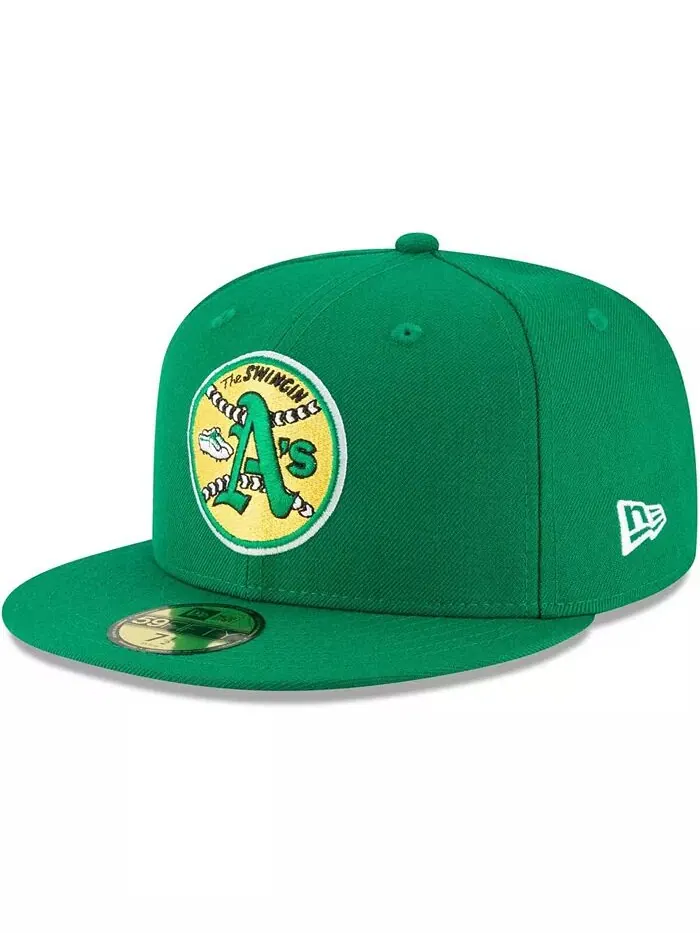 Мужская зеленая шерстяная шапка Oakland Athletics Cooperstown Collection 59FIFTY Fitted Hat New Era
