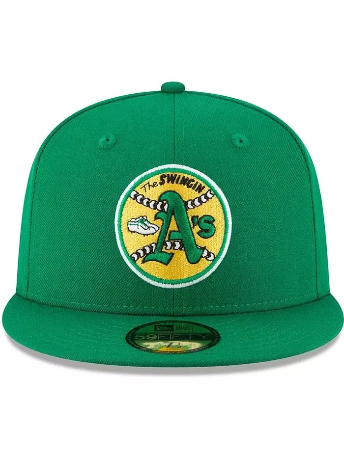 Мужская зеленая шерстяная шапка Oakland Athletics Cooperstown Collection 59FIFTY Fitted Hat New Era — изображение 4 из 4