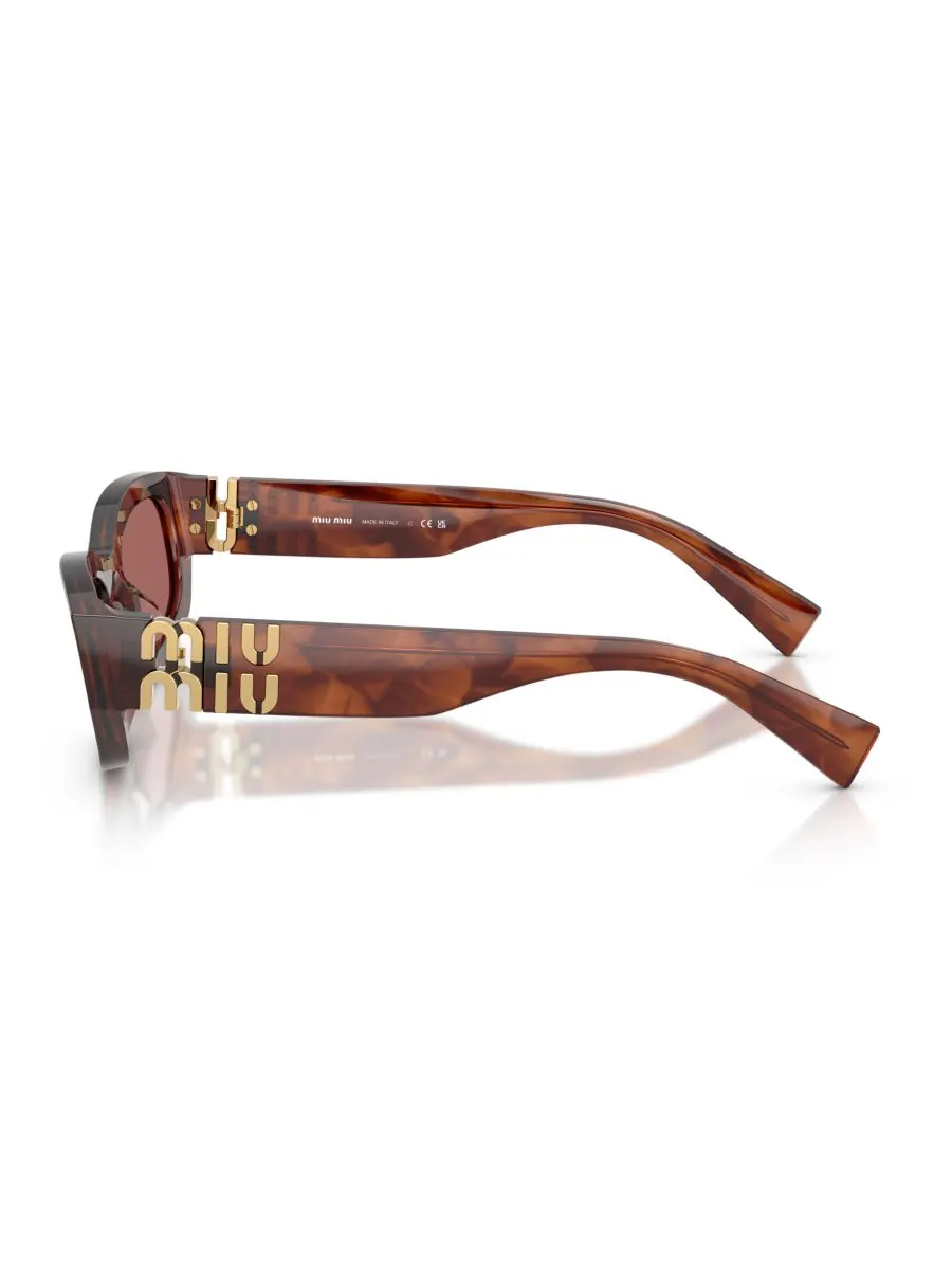 Женские солнцезащитные очки с геометрическим рисунком, MU B04S MIU MIU, Striped Tobacco — изображение 2 из 5