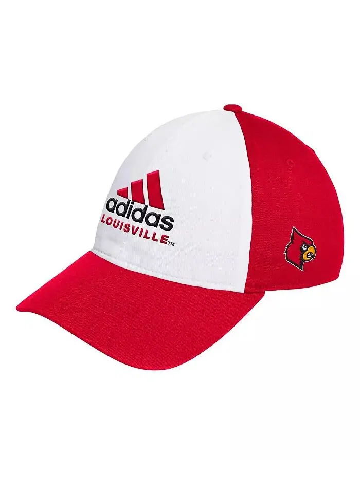 Мужская белая/красная шляпа Louisville Cardinals Slouch Adjustable Hat adidas
