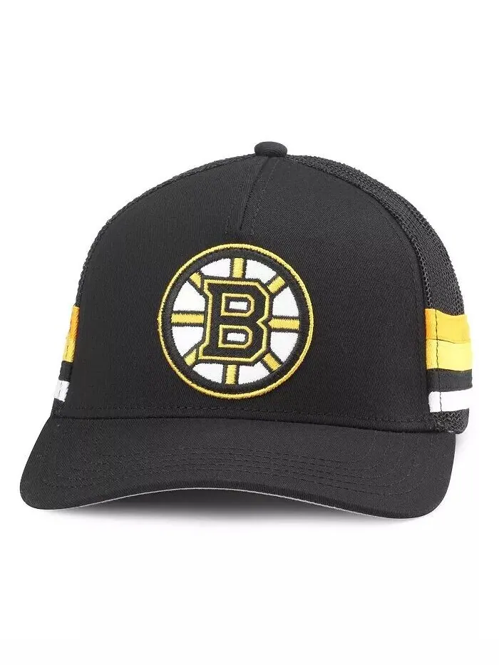 Мужская черная регулируемая кепка Boston Bruins Hot в полоску American Needle — черный