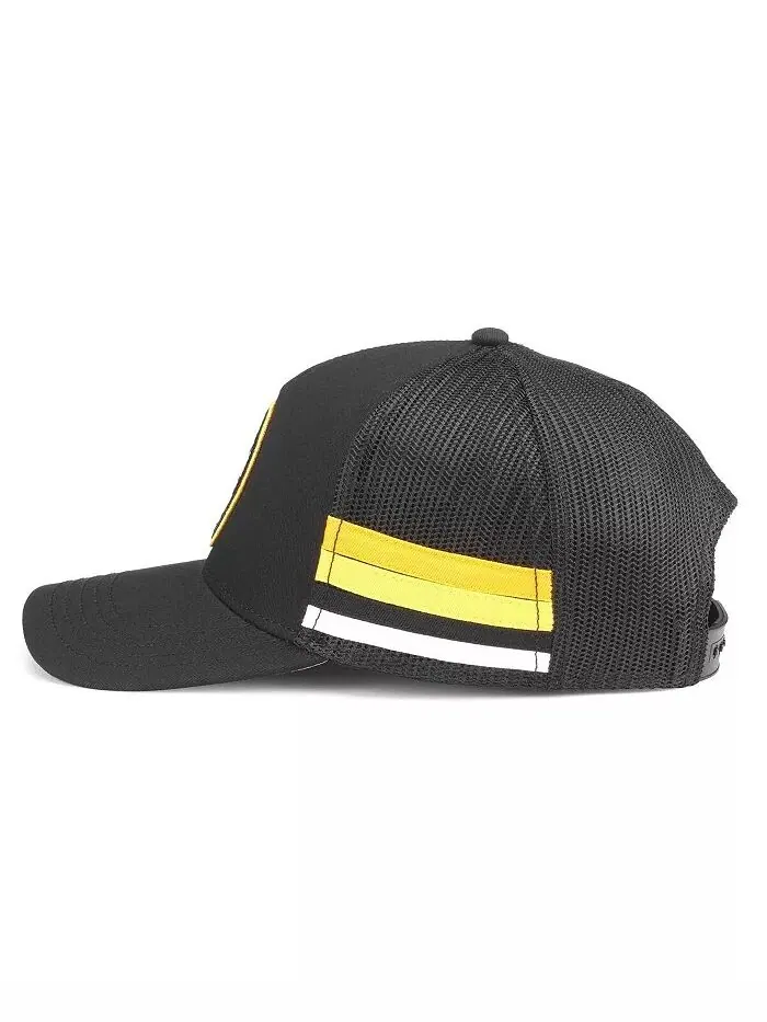 Мужская черная бейсболка Boston Bruins HotFoot Stripes Trucker Adjustable American Needle — изображение 3 из 3