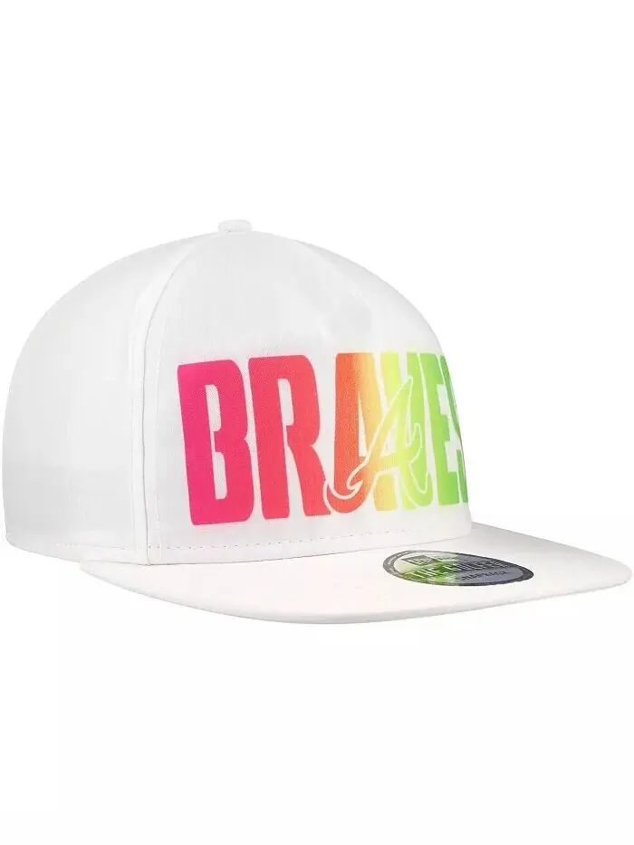 Мужская белая кепка-кнопка для гольфа Atlanta Braves Spring Spectrum New Era — изображение 2 из 4