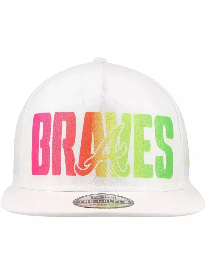Мужская белая кепка-кнопка для гольфа Atlanta Braves Spring Spectrum New Era — изображение 3 из 4