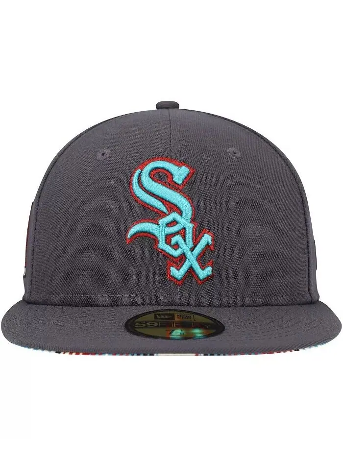 Мужская шляпа-комбинезон с принтом Chicago White Sox графитового цвета 59FIFTY New Era — изображение 3 из 4, серый