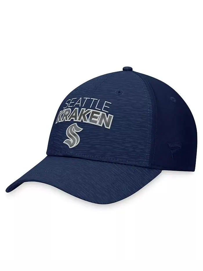 Мужская темно-синяя кепка Seattle Kraken Authentic Pro Road Stack Logo Flex Fanatics