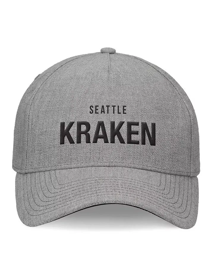 Мужская кепка Seattle Kraken Elements A-Frame Leather Strapback цвета серого меланжа Fanatics — изображение 2 из 4