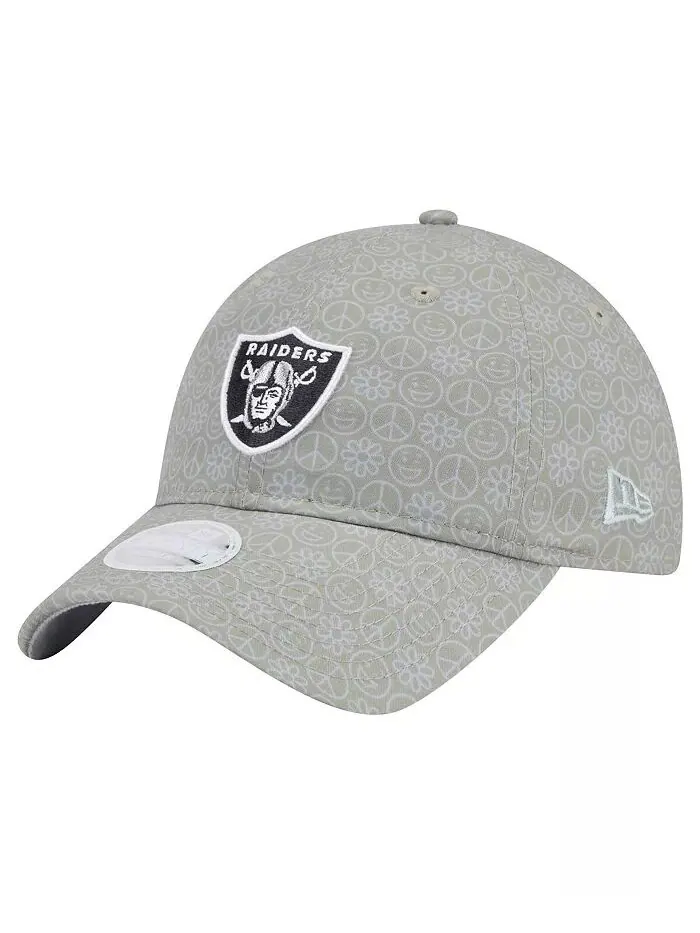 Женская серебристая кепка Las Vegas Raiders Smiley 9TWENTY Adjustable New Era