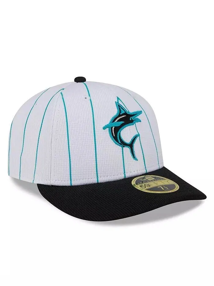 Мужская белая бейсболка Miami Marlins 2024 Batting Practice Low Profile 59FIFTY Fitted New Era — изображение 2 из 4