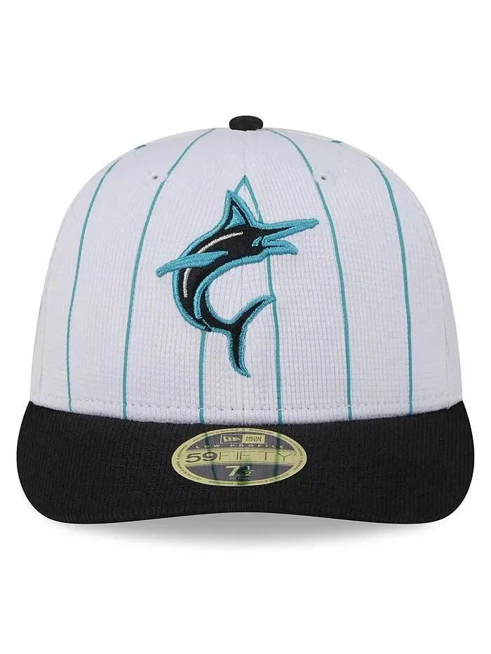 Мужская белая бейсболка Miami Marlins 2024 Batting Practice Low Profile 59FIFTY Fitted New Era — изображение 4 из 4