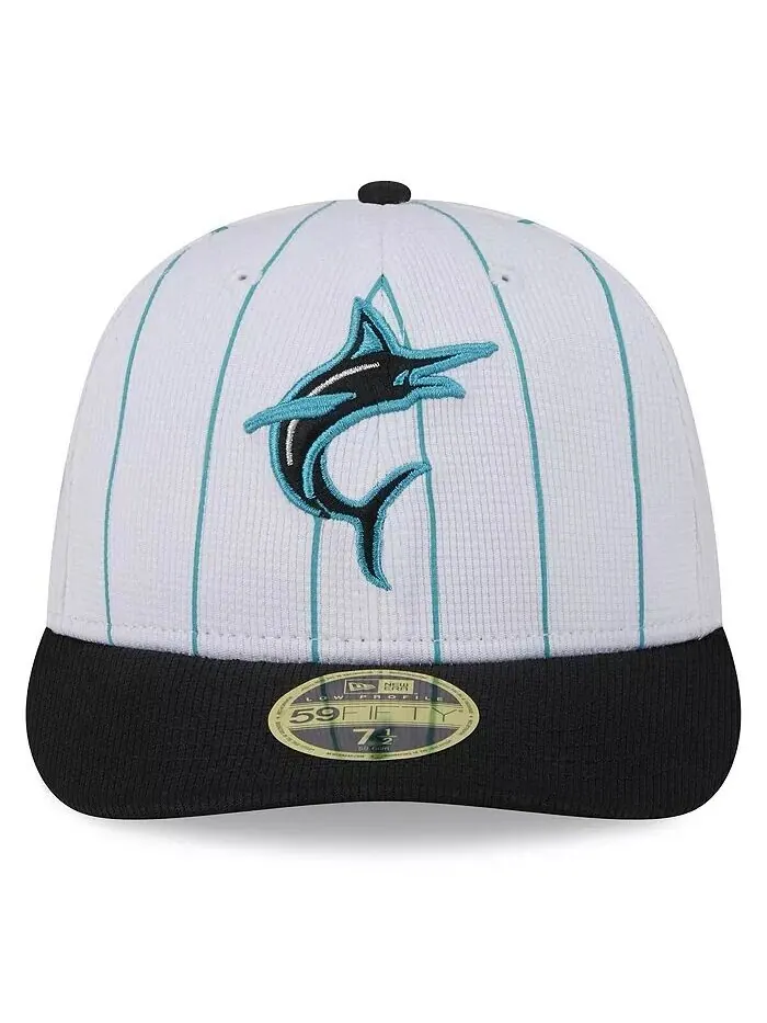 Мужская белая бейсболка Miami Marlins 2024 для тренировок с низким профилем 59FIFTY New Era — изображение 4 из 4, белый