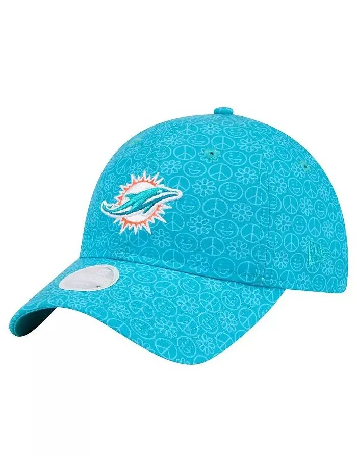Женская регулируемая шапка Aqua Miami Dolphins Smiley 9TWENTY New Era