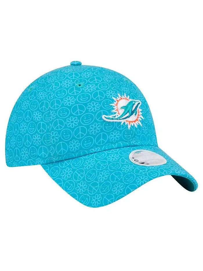 Женская регулируемая шапка Aqua Miami Dolphins Smiley 9TWENTY New Era — изображение 2 из 4