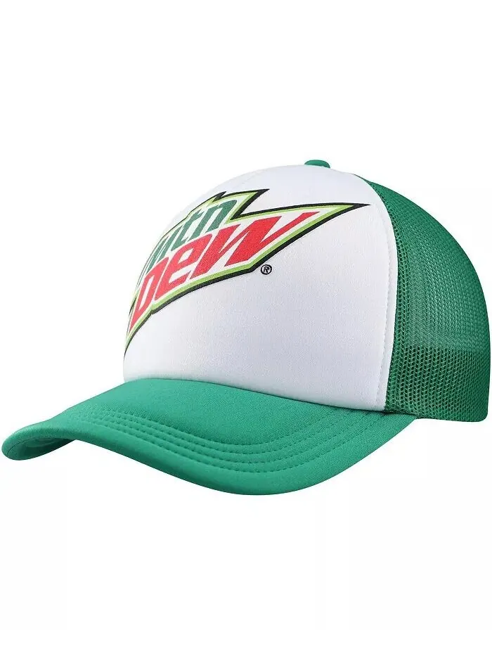Мужская регулируемая шапка Mountain Dew Foam Trucker белого и зеленого цвета Lids — зеленый