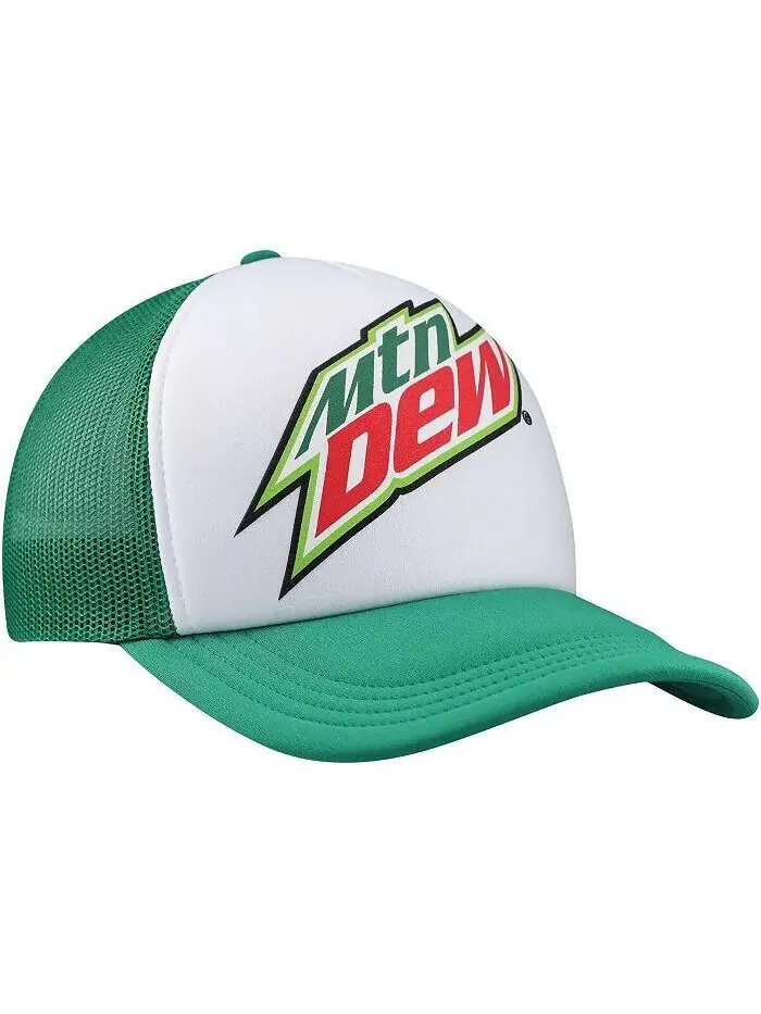 Мужская регулируемая шапка Mountain Dew Foam Trucker белого и зеленого цвета Lids — изображение 4 из 4, белый зеленый