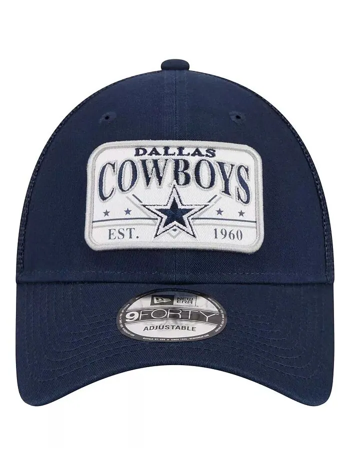 Мужская темно-синяя кепка Dallas Cowboys Plate 9FORTY Trucker Adjustable New Era — изображение 3 из 4