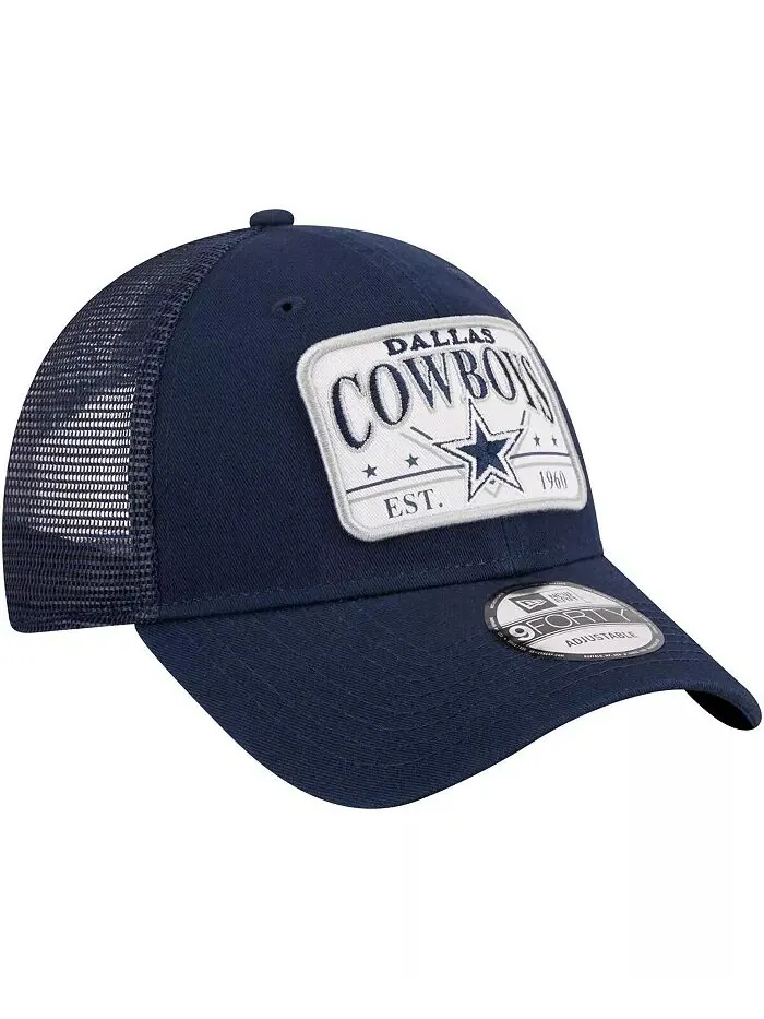 Мужская темно-синяя кепка Dallas Cowboys Plate 9FORTY Trucker Adjustable New Era — изображение 4 из 4