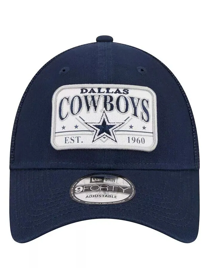 Мужская темно-синяя регулируемая шляпа Dallas Cowboys Plate 9FORTY Trucker New Era — изображение 3 из 4, темно-синий