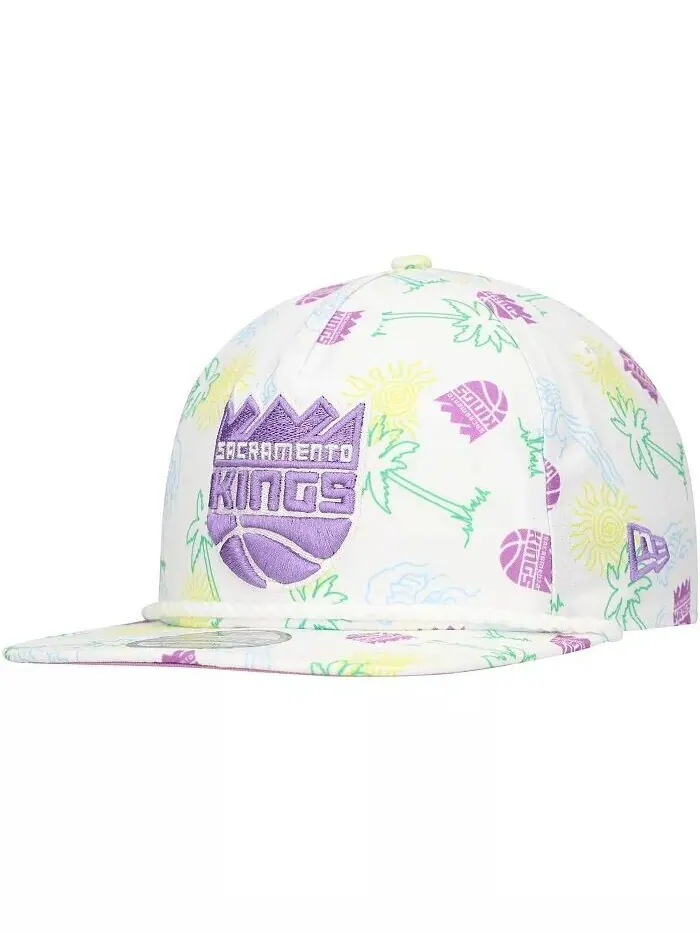 Мужская белая регулируемая кепка для гольфа Sacramento Kings Palm Trees and Waves New Era