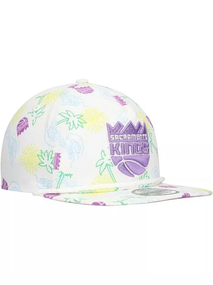 Мужская белая регулируемая кепка для гольфа Sacramento Kings Palm Trees and Waves New Era — изображение 3 из 3