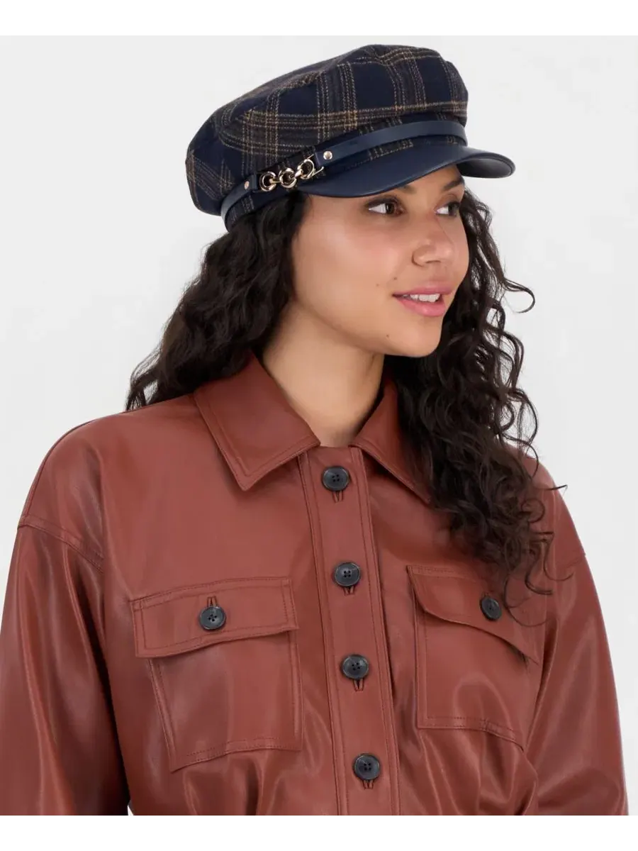 Кепка-кондуктор Plaid Horsebit Conductor Cap I.N.C. International Concepts — изображение 3 из 4, темно-синий
