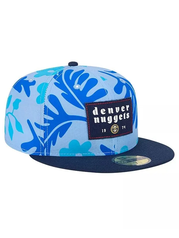 Мужская синяя шляпа Denver Nuggets Palm Fronds 2-Tone 59FIFTY Fitted Hat New Era — изображение 2 из 4