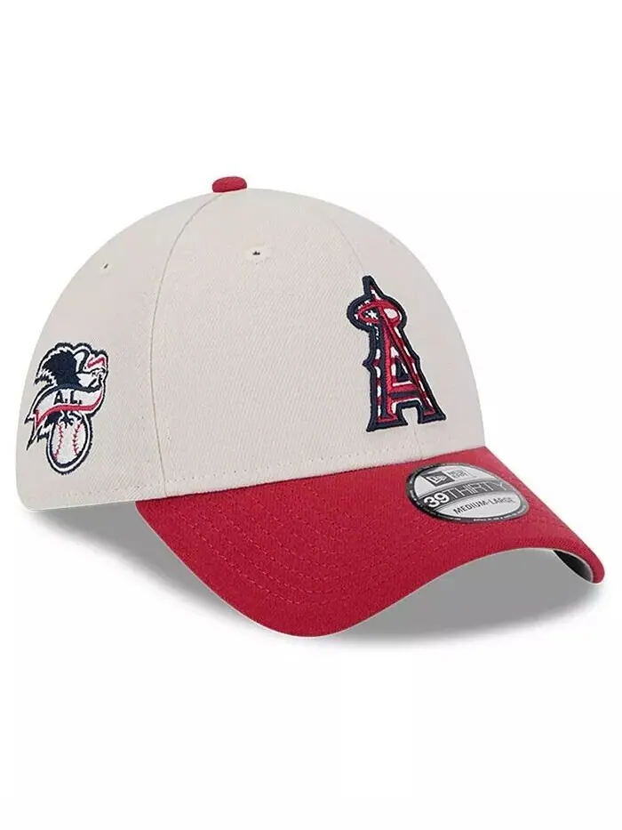 Мужская красная гибкая кепка Los Angeles Angels 2024 Четвертое июля 39THIRTY New Era — изображение 1 из 4, хаки