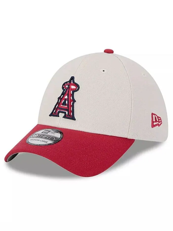 Мужская красная гибкая кепка Los Angeles Angels 2024 Четвертое июля 39THIRTY New Era — изображение 4 из 4, хаки