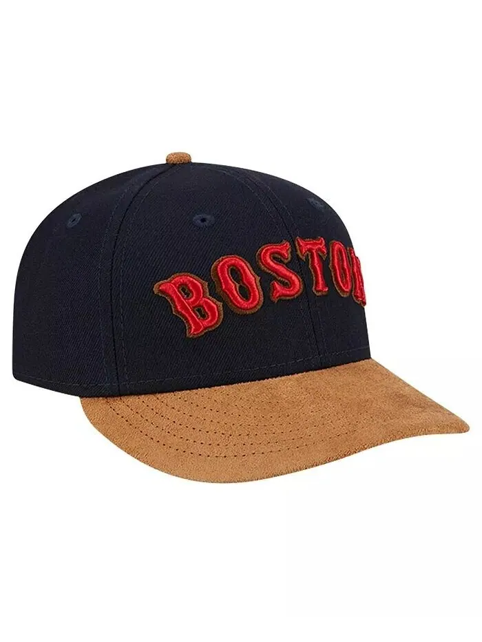 Мужская темно-синяя замшевая шляпа Boston Red Sox Team с козырьком, низкопрофильная приталенная — изображение 2 из 4