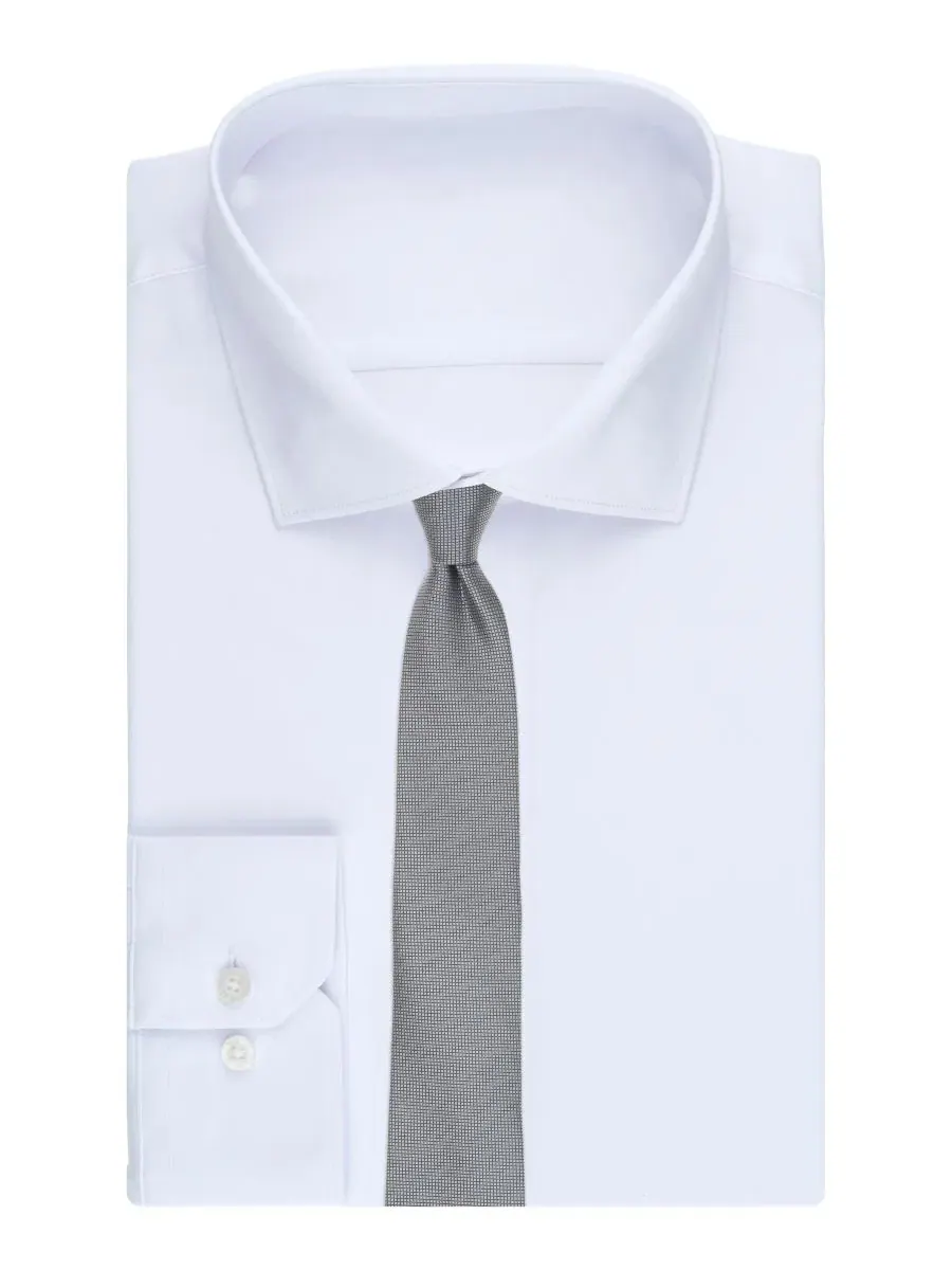 Мужской галстук Burnel Micro Check Slim Tie Alfani — изображение 3 из 3, серебристый/серый