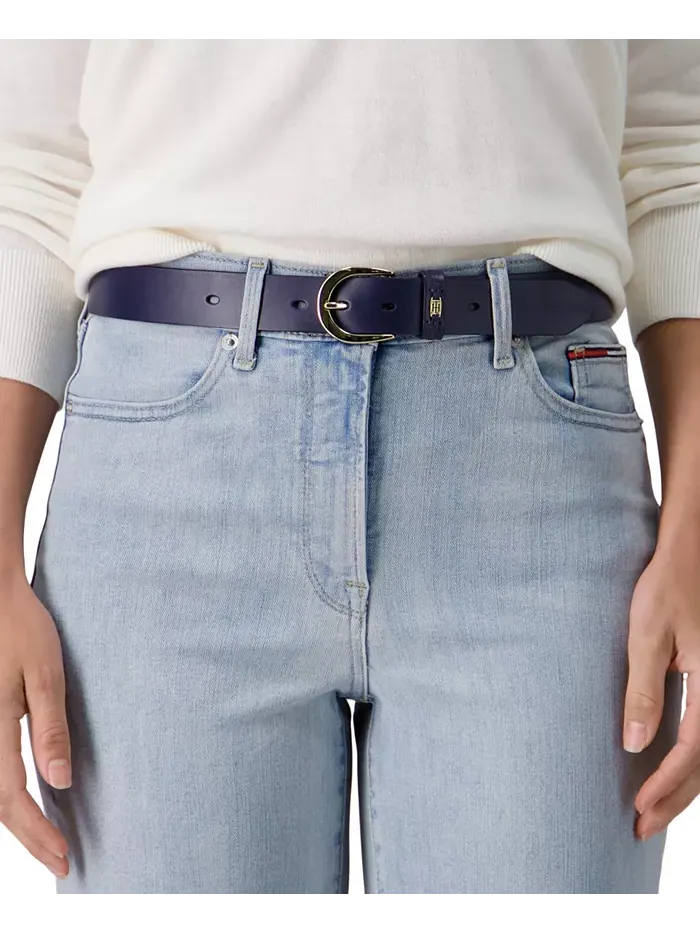 Женский кожаный ремень Signature Jean Belt Tommy Hilfiger — изображение 2 из 7, темно-синий