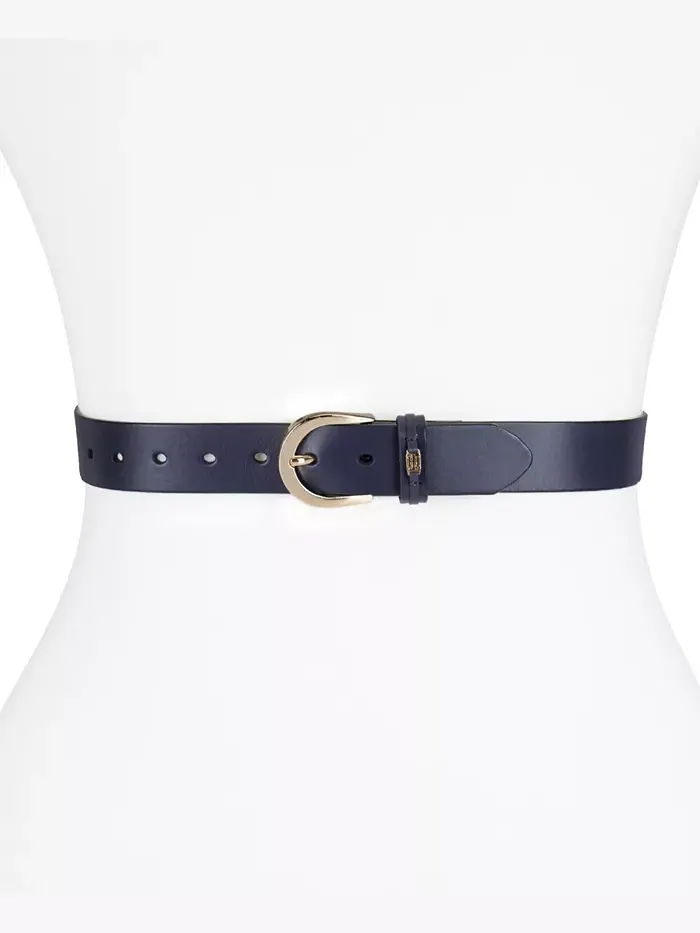 Женский кожаный ремень Signature Jean Belt Tommy Hilfiger — изображение 5 из 7, темно-синий