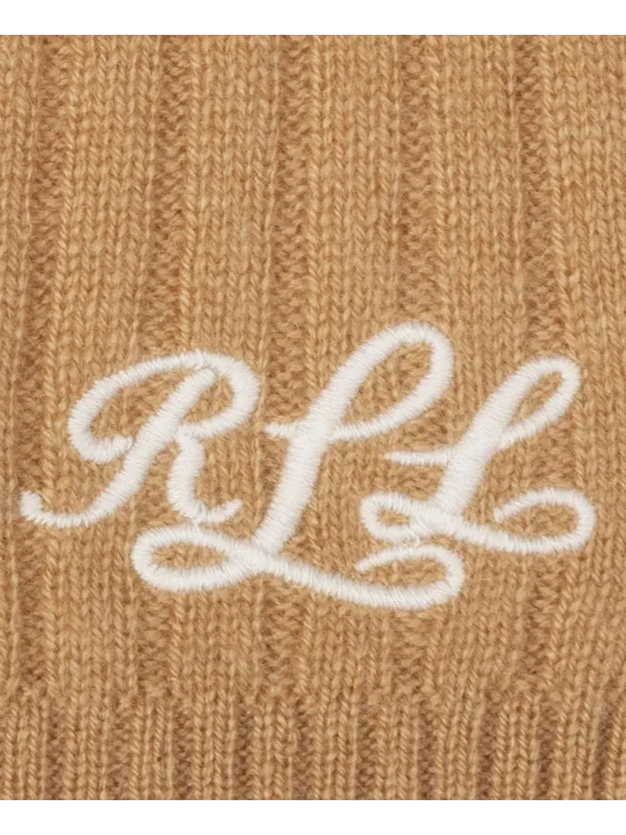 Вязаная шапка из кашемира с вышитым логотипом LRL Lauren Ralph Lauren — изображение 4 из 4, коричневый